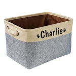 Personalized Pet Dog Toy Storage Basket Dog Canvas Bag Foldable Pet Toys Linen Storage Box Bins Dog Accessories Pet Supplies