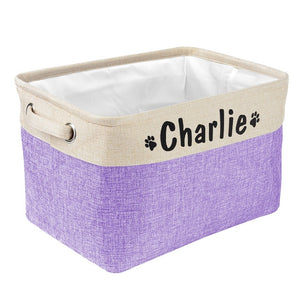 Personalized Pet Dog Toy Storage Basket Dog Canvas Bag Foldable Pet Toys Linen Storage Box Bins Dog Accessories Pet Supplies