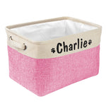 Personalized Pet Dog Toy Storage Basket Dog Canvas Bag Foldable Pet Toys Linen Storage Box Bins Dog Accessories Pet Supplies