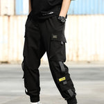 Cargo Pants Black Ribbons Block Multi-Pocket