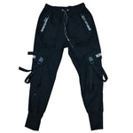 Cargo Pants Black Ribbons Block Multi-Pocket