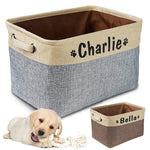 Personalized Pet Dog Toy Storage Basket Dog Canvas Bag Foldable Pet Toys Linen Storage Box Bins Dog Accessories Pet Supplies