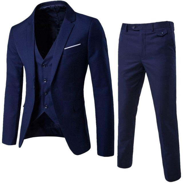 Men's Black Elegant Suits With Pants Brand Slim