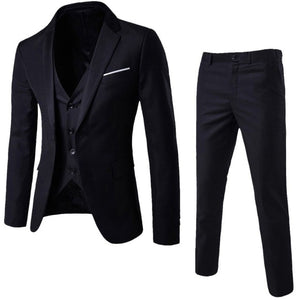 Men's Black Elegant Suits With Pants Brand Slim