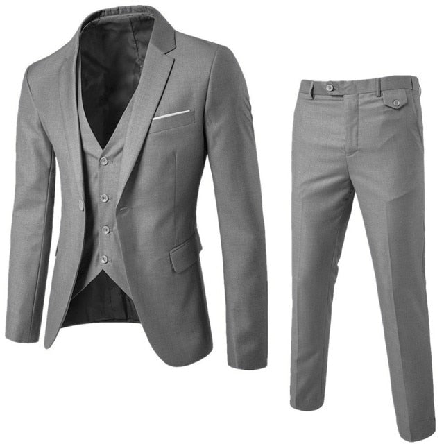 Men's Black Elegant Suits With Pants Brand Slim